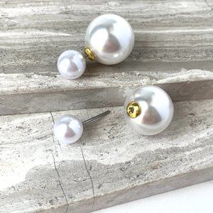 Anthropologie Shashi "Fenmore" Pearl front/back stud Earrings